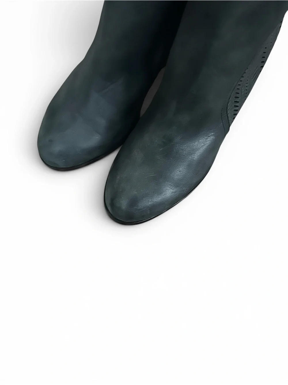 Coach Honey Leather Perforated High Heel Booties Size Women's 8 B Charcoal Gray